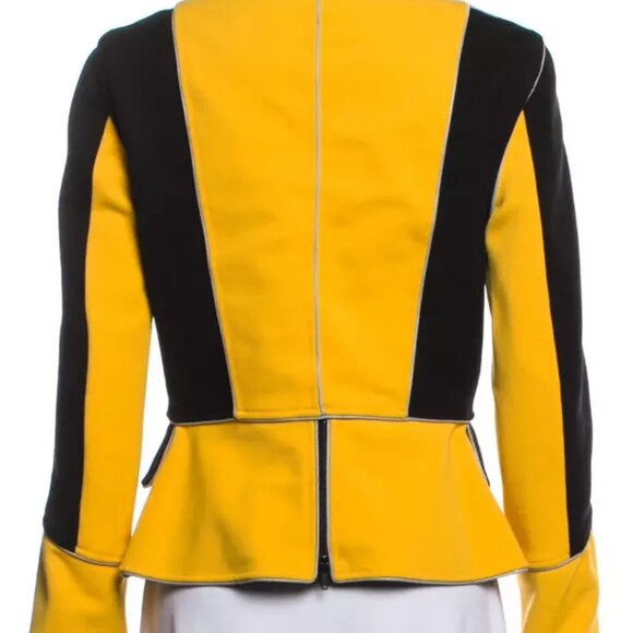 Moschino Italian Yellow Gold Black Silver Zipper Jacket Colorblock US 8 Small - Picture 3 of 10